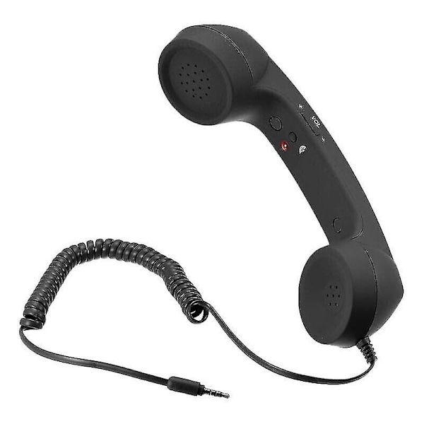 3,5 mm Universal Retro Telefonlurs Hörlurar Mikrofon för Mobiltelefoner - Xin Black