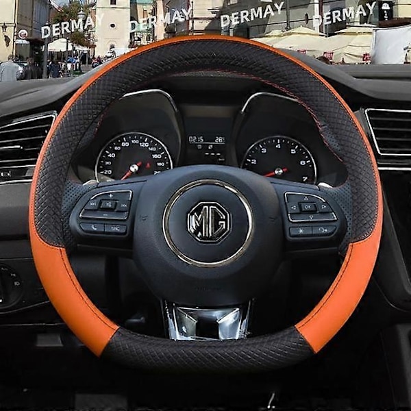 Passer for MG HS ZS EV MG3 3SW MG5 MG6 MG7 ZR EHS EZS GT 9 Farger Bil Ratthjultrekk PU Lær Anti-Skli Bildeler - Xin D shape Orange