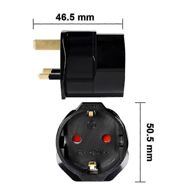 2x Rejseadapter Adapterstik til England - Rejsestik Strømadapter Eu til Stikdåse - Rejsestik-Xin Black