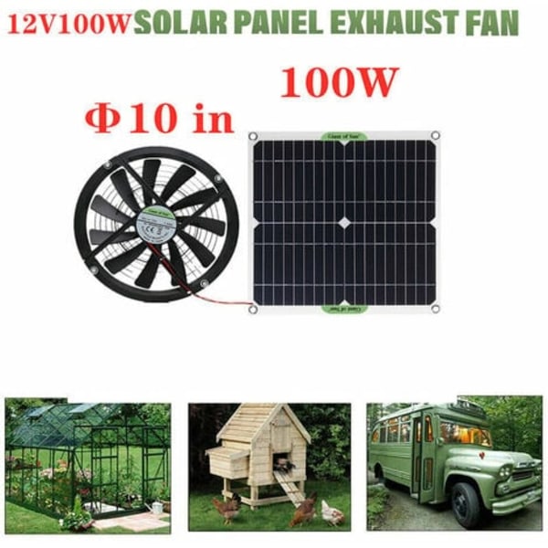Solpanel 100W Monokristallin Kisel Solpanel Solfilm 12V Solfläkt 10 Tum Mini Kylfläkt Solfläkt-xindaren
