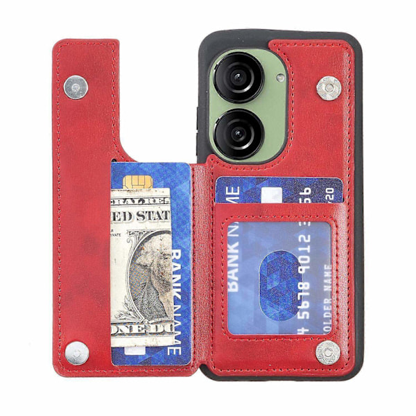 Yhteensopiva Asus Zenfone 9 5G / Zenfone 10 5G Kotelo PU Nahka+TPU Korttipidike Jalustalla Puhelinkuori - xindaren Style C