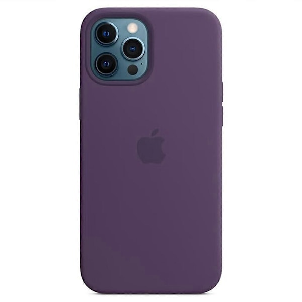 Kompatibel med iPhone 12 Pro Max Deksel Kompatibel med MagSafe 1:1 Skala Silikondeksel [Induksjon Popover] - Ye-xindaren Dark Purple