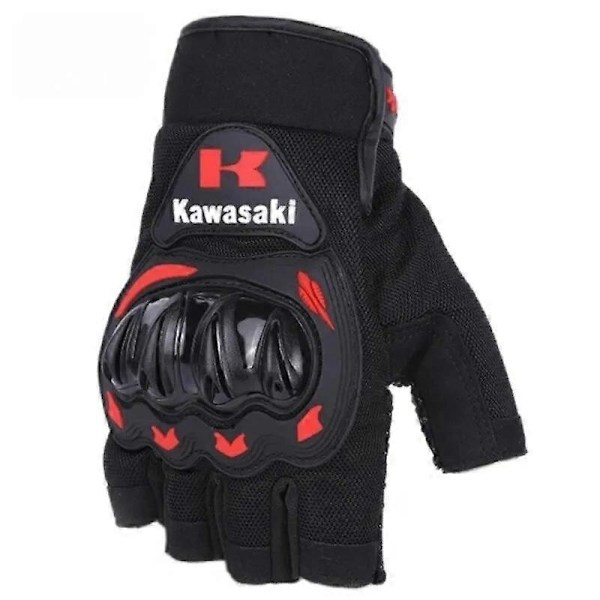 Uudet hengittävät Kawasaki-puolisormihanskat miehille ja naisille kesän ulkoilupyöräilyyn, Kawasaki-moottoripyörähanskat - Xin Red XL