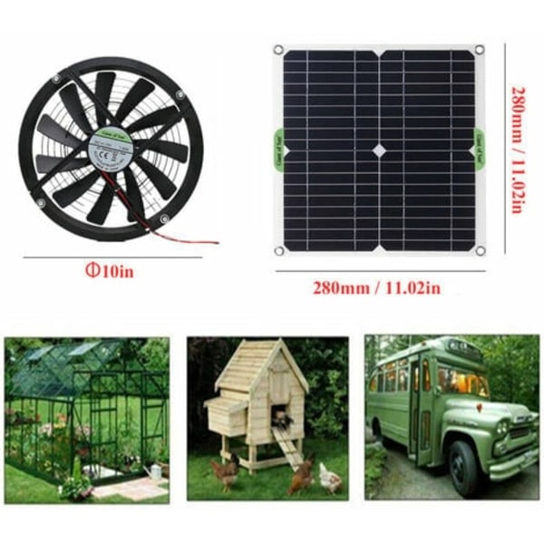 Solpanel 100W Monokristallin Kisel Solpanel Solfilm 12V Solfläkt 10 Tum Mini Kylfläkt Solfläkt-xindaren