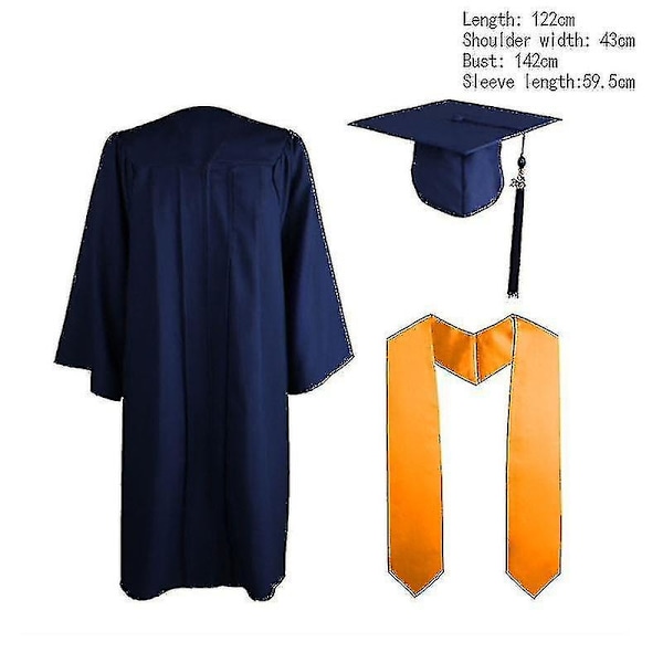 Bachelor Kapper+hatt Sett Universitets Graduation Kjole Student High School Uniformer-Xin Blue