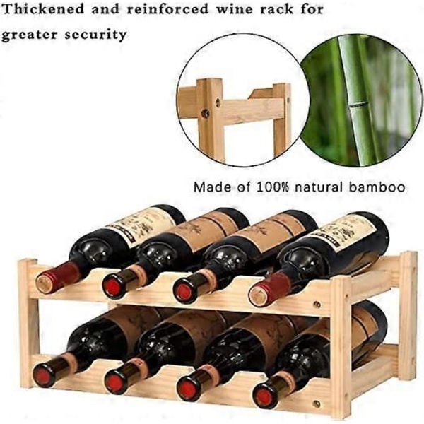 Bambusvinställ, 16 Flaskor Displayställ, 4-lagers Fristående Förvaringsställ för Kök, Pantry, Vinkällare, Bar - Xin 2-Tier