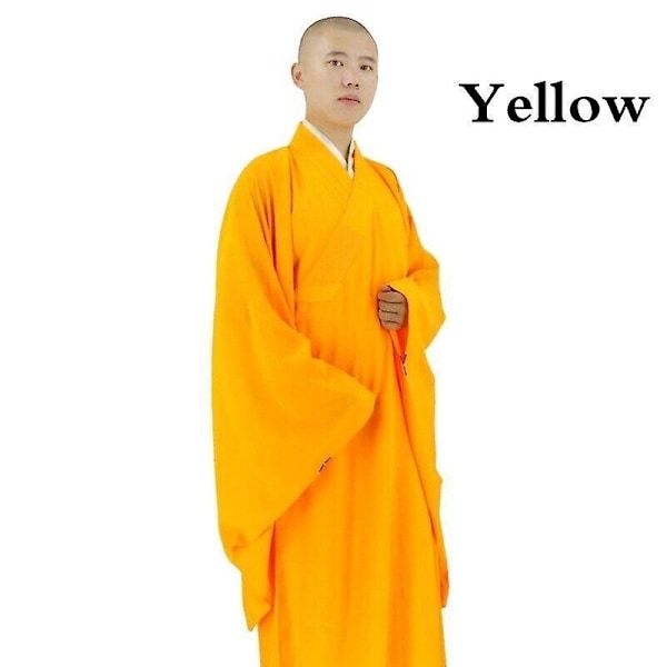 Mænd Shaolin Buddhistisk Munk Kjole Meditation Haiqing Robe Kung Fu Dragt Unisex-Xin yellow 38