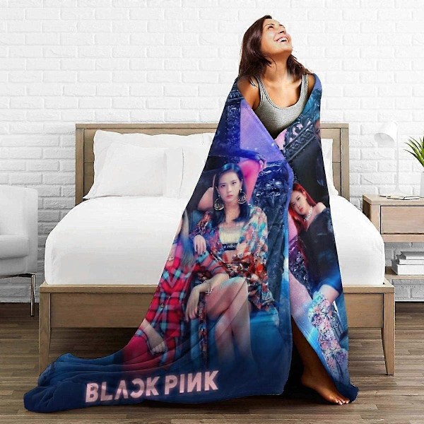 Blackpink Blød Mikro Fleece Plaid Sofa Seng Tæppe til Voksne Børn-xindaren 100x125cm 50x40in