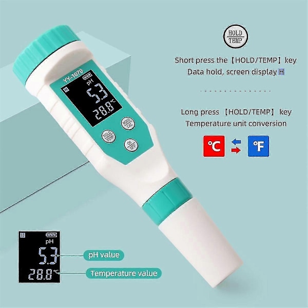 7 i 1 Ph/fritt Klor/orp/ec/tds/salt/temp Ph-måler Svømmebasseng Salinitetstester Ip67 Vanntett-A1-Xin