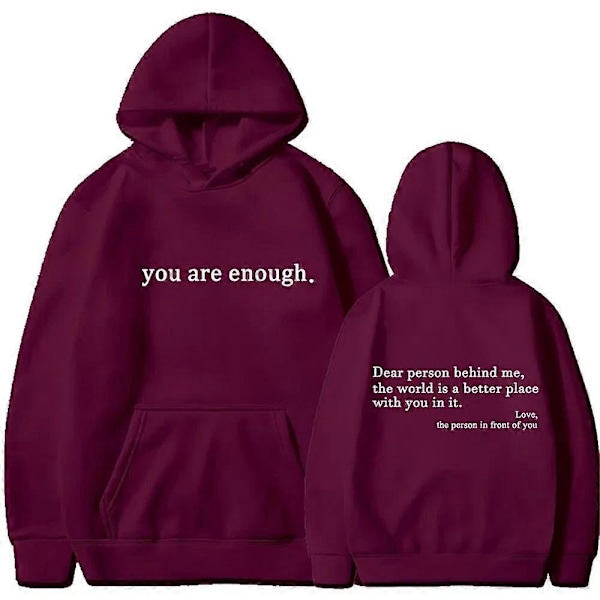 Kære Person Bag Mig. Verden Er Et Bedre Sted Med Dig I Den Kærlighed, Langærmet Brev Hoodie-Xin Wine red L