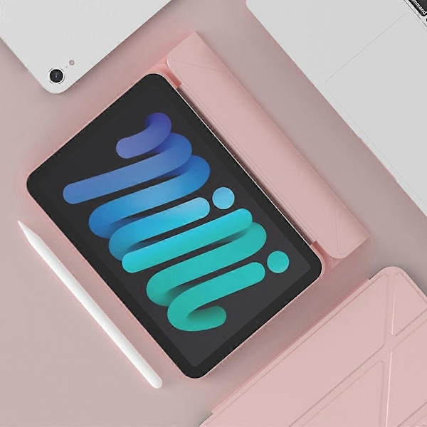 Magneettinen Origami Älykäs TPU + PU Nahkakotelo Tabletin Suojus iPad minille (2021)-Xin Rose Gold