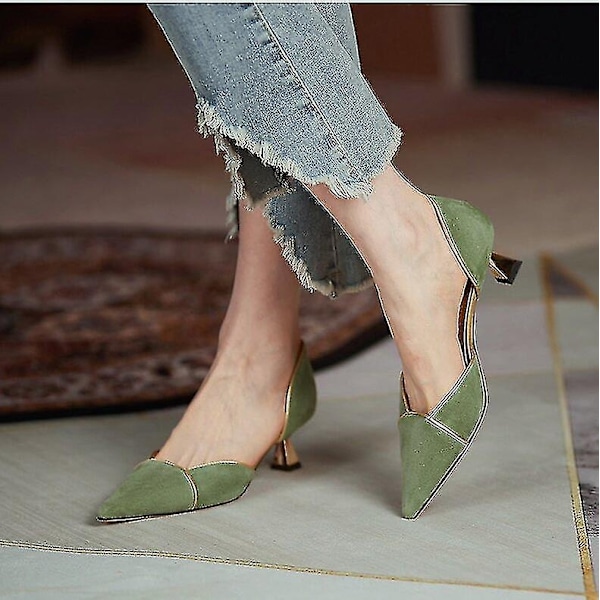 Naisten korkeakorkoiset stiletto-kärkipäällysteiset kengät 5 cm Elegant Ladies High Heels - J-Xin green 39