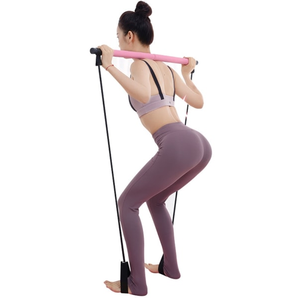 Pilates Bar Set Motståndsband Justerbara Band Tränings Rosa-Xin Pink