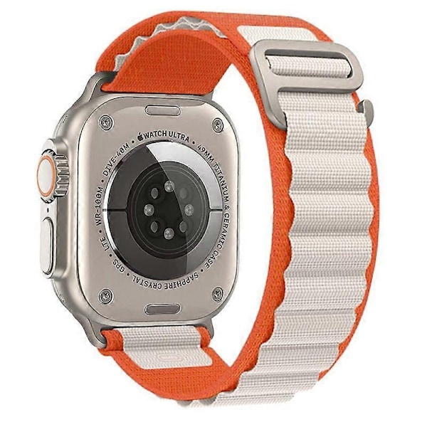 Rem til Alpine Loop Nylon Armbånd correa iwatch Series Ultra 8 SE 7 6 3 5 Kompatibel Apple Watch Rem-Xin Starlight-Orange 42mm 44mm 45mm 49mm