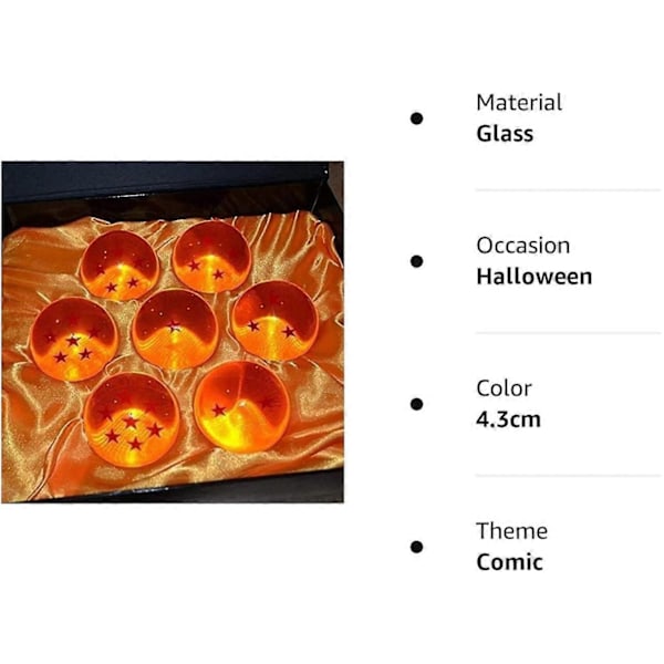 Medium Kristallglaskulor - 7 st med Presentförpackning, 43 mm i Diameter/1,7 tum i Diameter-xindaren