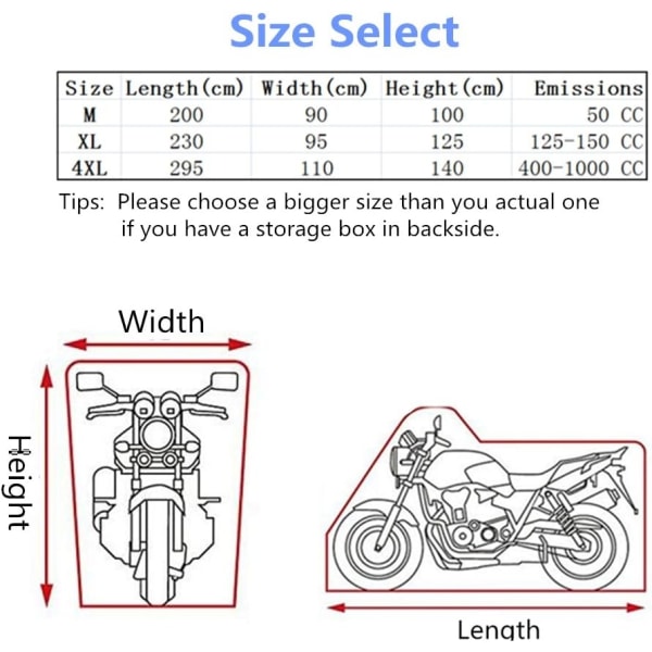 Motorcykel presenning vandtæt og åndbar betræk med 2 nøglehuller, støv, rust og UV-beskyttelse-XIN