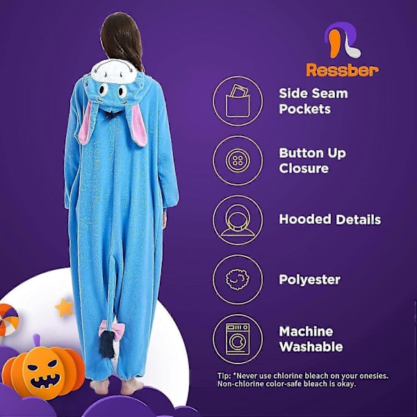 Vuxen Onesie Pyjamas Djur Onesie Halloween Kostym Julpyjamas Onesie-Xin Donkey Medium