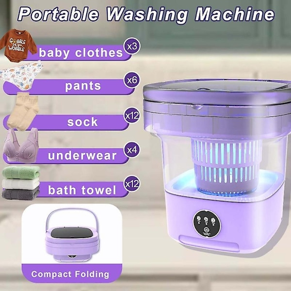 Kannettava pesukone, 11L 2-in-1 taittuva pesukone ja kuivausrumpu - Xin purple