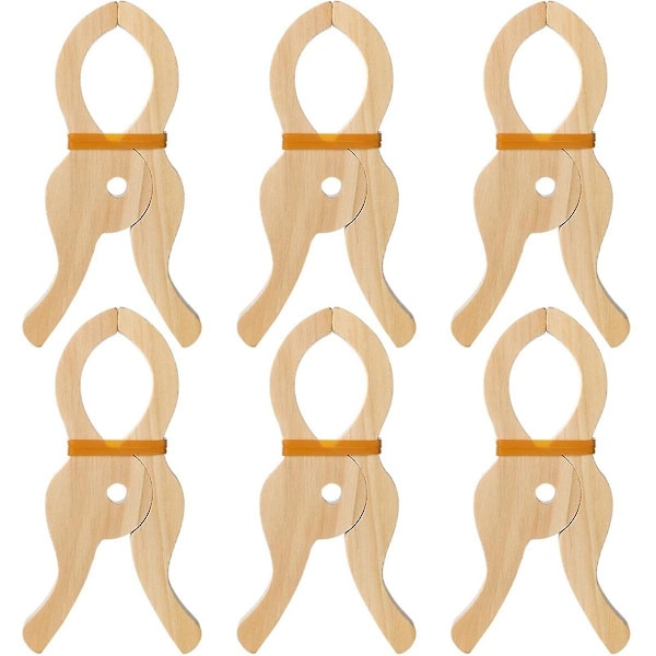 6 Pcs Wooden Play Clip Handmade Giant Clip Toys Wooden Clips for Curtains, Wardrobes, Balcony, Wood-Xin