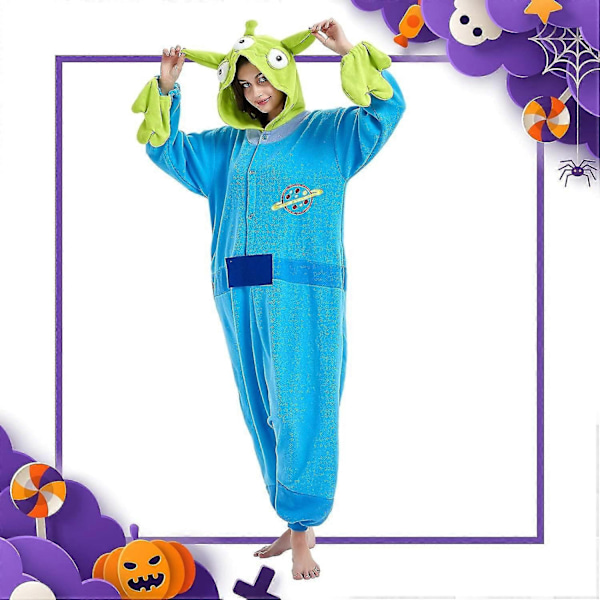 Aikuisille tarkoitetut yhden osan pyjama-asu eläinaiheisella kuviolla, Halloween-asu, joulupyhän pyjama-asu, yhden osan asu - Xin Aliens Medium