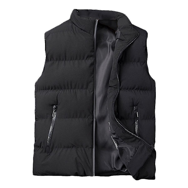 Lett, sammenleggbar dunvest uten ermer for menn - Quiltet, slank puffer-vest - Xin Black S