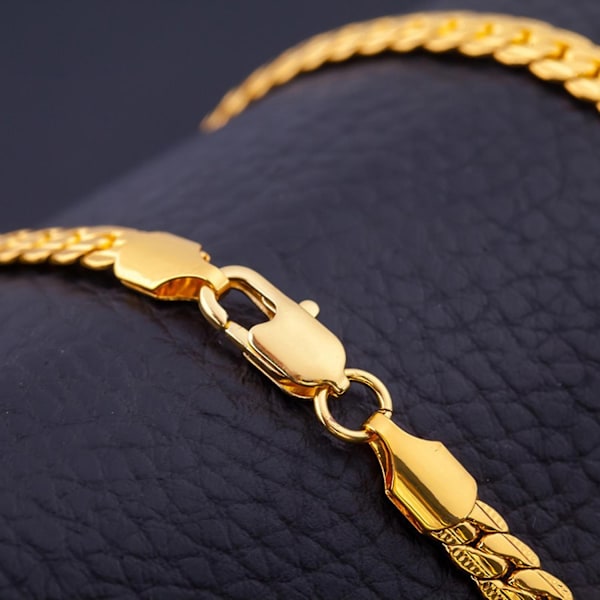 Mode Hip Hop Guldpläterad 5mm Kedja Halsband Unisex Smycken Tillbehör Present - Xin