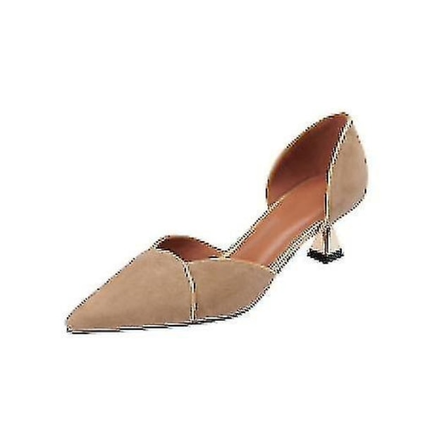 Dam High Heels Stiletto Spetsiga Tåskor 5cm Eleganta Damskor - J-Xin brown 35