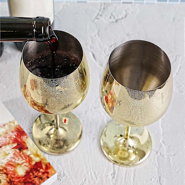 500ml Stora Vinglas i Rostfritt Stål Okrossbara Metalldryckeskoppar Bägare - Xin silver