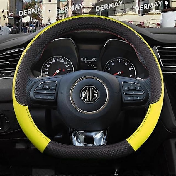 Passer for MG HS ZS EV MG3 3SW MG5 MG6 MG7 ZR EHS EZS GT 9 Farger Bil Ratthjultrekk PU Lær Anti-Skli Bildeler - Xin D shape Yellow
