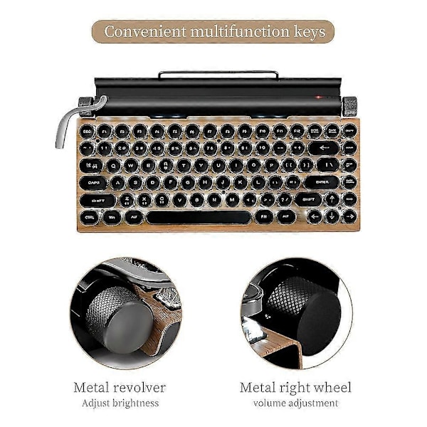 Retro Skrivmaskin Tangentbord Trådlöst Bluetooth Mekaniska Tangentbord 83 Tangenter Dator Tangentbord för Laptop PC Gaming-Xin