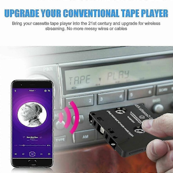 Auton audio Bluetooth kasettisoitin Bluetooth 5.0 kasetti Aux -sovitin - xindaren