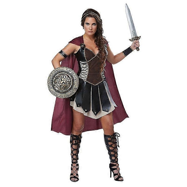 Middelaldersk romersk Xena krigerkostyme for kvinner Spartan kriger Cosplay Halloween karnevalskostyme-Xin Clothing only M