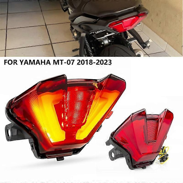 Kompatibel med Yamaha MT07 2018-2023 Baklys Brems Blinklys Baklampe Motorsykkel MT 07 Baklys Integrert Modifisert Tilbehør Motor-xindaren Red