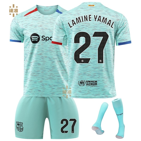 Men's/Children's 2024 New Football Sportswear FCB #27 Lamine Yamal Football Jersey Fashion Sports T-shirt Green M-Xin M No.27