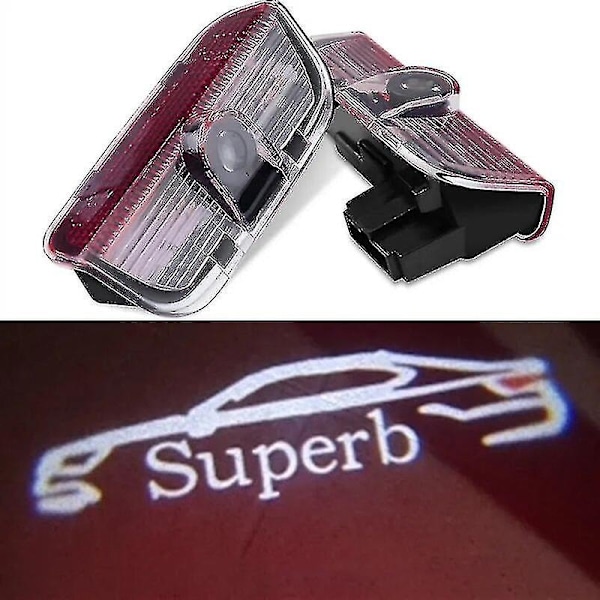 2 stk Velkomstlogo Laser Billedørlys Projektorlampe Led Høflighedslys til Skoda Superb 2009-2018 Mk2 Mk3 Superb Tilbehør-Xin B