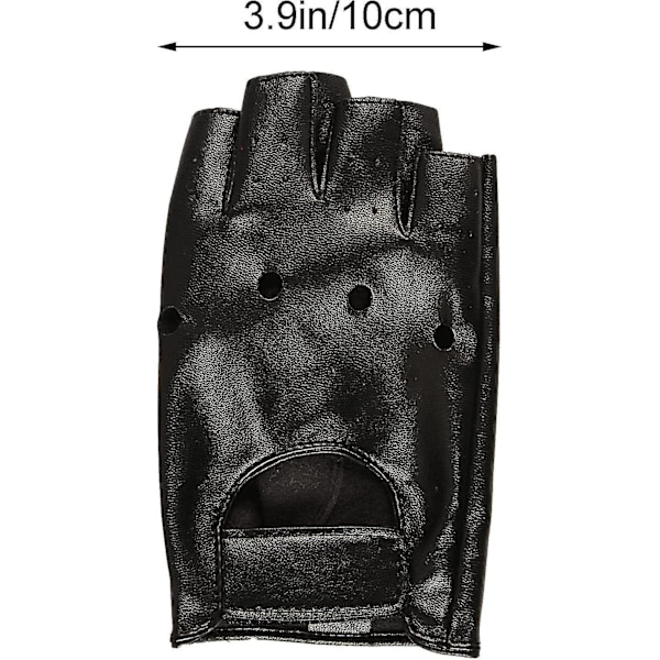 Mænds Fingerløse PU Læderhandsker Kørsels Handsker Steampunk Gothic Halvfinger - Xin