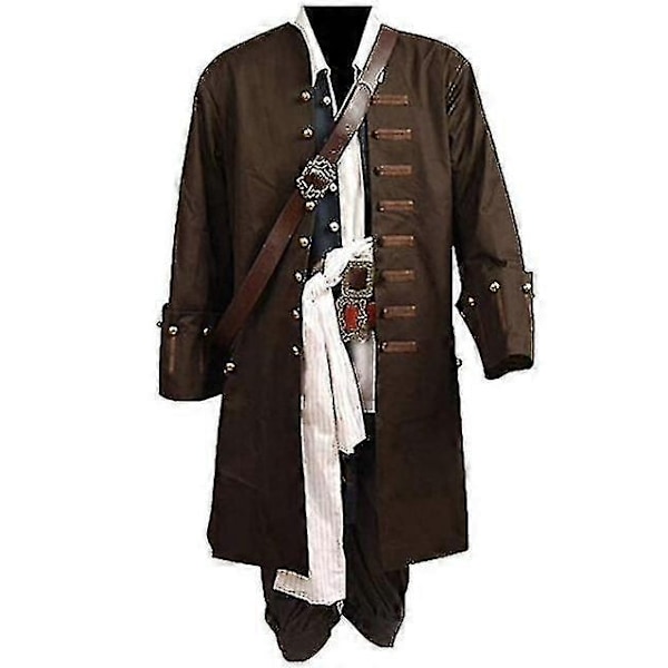 Pirates of the Caribbean Cosplay -asu, elokuva Jack Sparrow Cosplay kokonainen asu, klubi Halloween-juhlat, esitysasuste, korkea laatu - Xin M