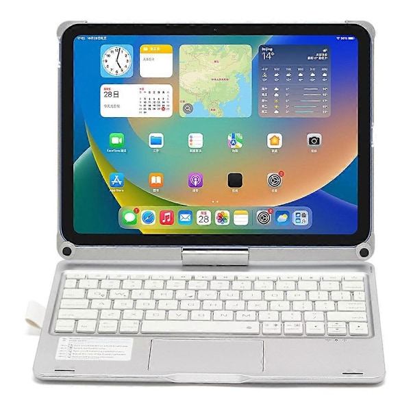 för iPad 10.9 (2022) Trackpad Bakgrundsbelyst Tangentbord med Tablet Fodral-Xin Silver