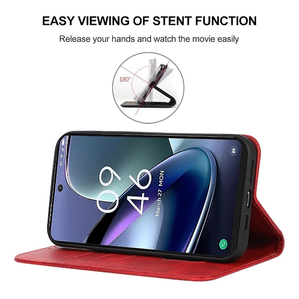 Magneettinen nahkakotelo yhteensopiva TCL 50 5G -xindarenin kanssa Red