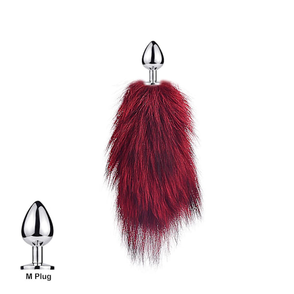 Haleplugg Foxehale Katte Små Rekvisitter Ekte Hår Liten Hale Avtakbar Hund Lek Sp-Xin Burgundy M