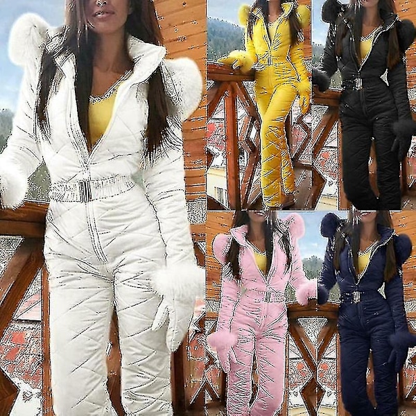 Vintervarma Skidkläder för Kvinnor - Utomhussportsbyxor Vattentät Jumpsuit - Xin White M
