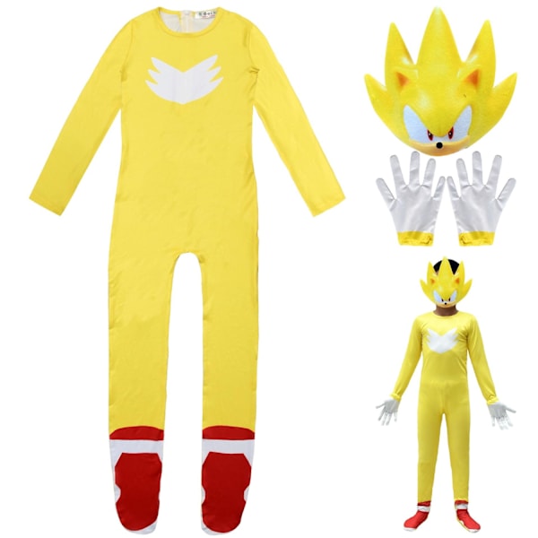 Barn Sonic Festival Party Karakter Cosplay Kles Opp En-delt Stram Kostyme-Xin Yellow 120cm