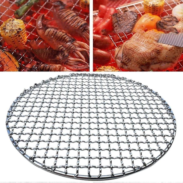 Grillnett i rustfritt stål, rustfritt, stabelbart design, rundt grillnett for utendørs røyking - xindaren 30cm