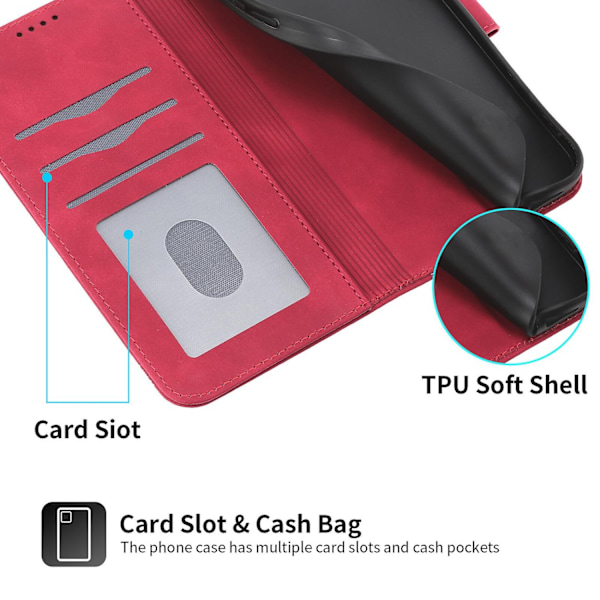 iPhone 12 Fodral, Läderplånboksfodral (med axelrem) - Xin Red