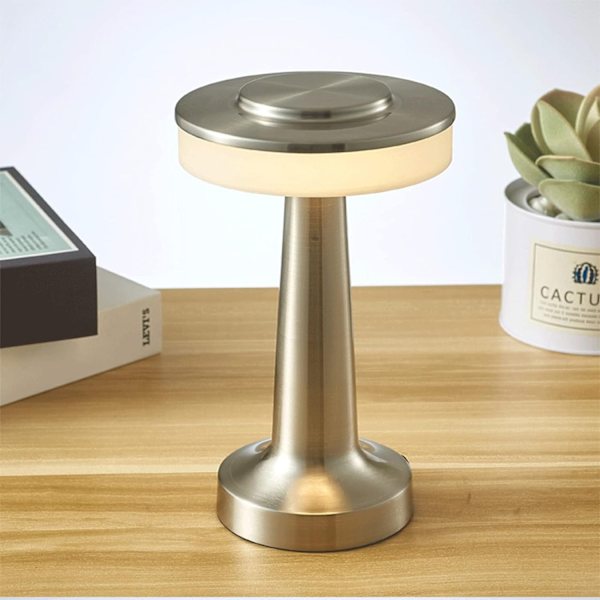 Touch Bärbar Sladdlös Bordslampa 3-Nivåer Touch Dimmer Inbyggd USB Batteriport Sovrum Sänglampa Bar Atmosfärlampa Bord Silver-XIN