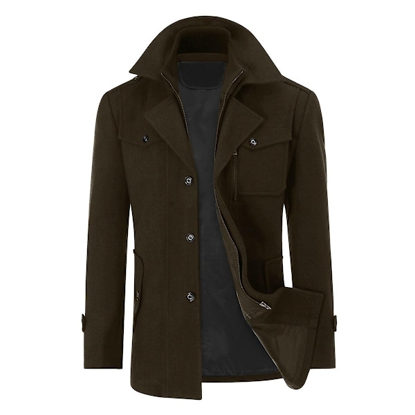 Herrar Dubbel Krage Fick Peacoat-Xin Coffee XL