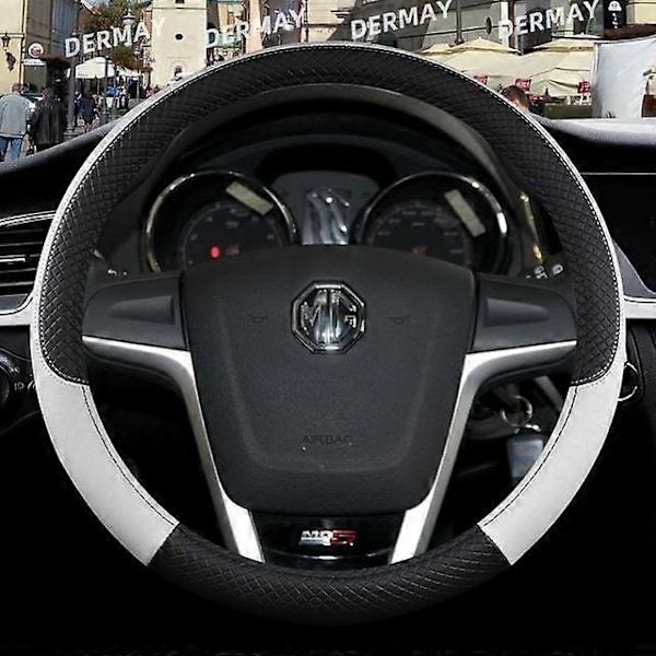 Passer for MG HS ZS EV MG3 3SW MG5 MG6 MG7 ZR EHS EZS GT 9 Farger Bil Ratthjultrekk PU Lær Anti-Skli Bildeler - Xin O shape White
