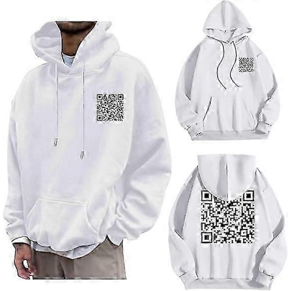 F**k You QR Kode Hættetrøje Sjov QR Scan Kode Joke Hættetrøje Unisex, Unisex Oversize Hættetrøje Sweatshirt Skjorter toppe S-5XL-Xin White 3XL