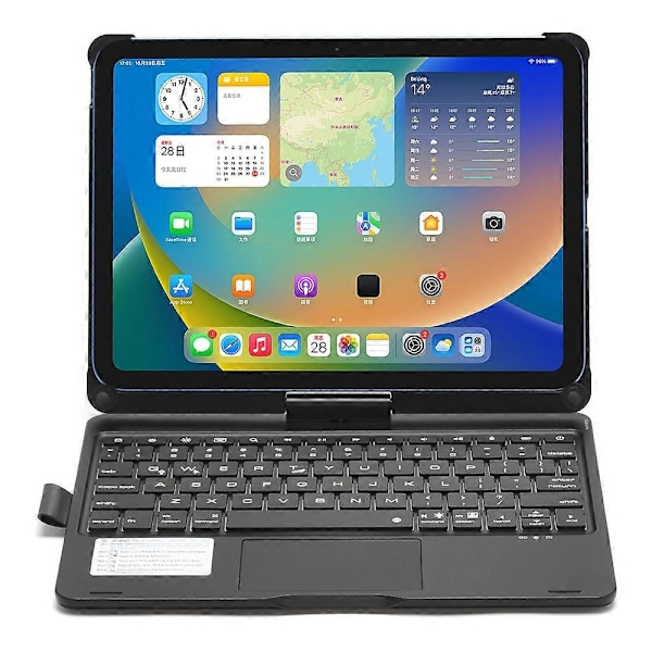 för iPad 10.9 (2022) Trackpad Bakgrundsbelyst Tangentbord med Tablet Fodral-Xin Black