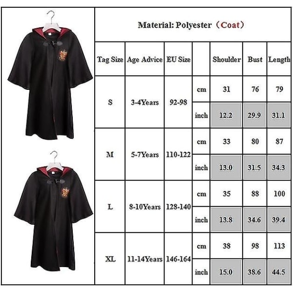 Harry Potter Hermione Granger Gryffindor Rollspel Uniform Kostym Set för Barn 3-14 år - Present 8-10 Years Girl